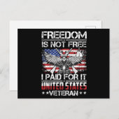 Freedom Isnt Free Veteran - American Eagle Postkarte (Vorne/Hinten)