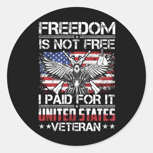 Freedom Isnt Free Veteran - American Eagle Runder Aufkleber (Vorderseite)