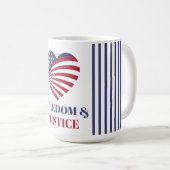 Freedom & Justice American Flag with Heart. Kaffeetasse (VorderseiteRechts)