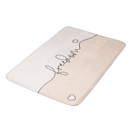 Freedom Minimalist Typography Design Badematte (Schrägansicht)