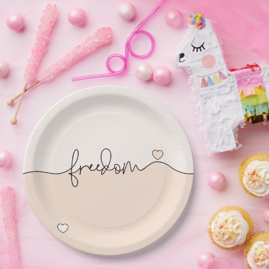 Freedom Minimalist Typography Design Pappteller (Party)