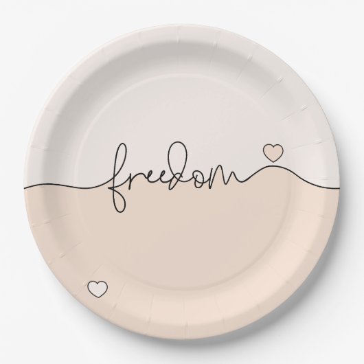 Freedom Minimalist Typography Design Pappteller (Vorderseite)