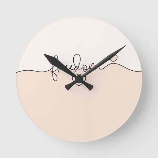 Freedom Minimalist Typography Design Runde Wanduhr (Vorderseite)