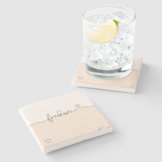 Freedom Minimalist Typography Design Steinuntersetzer (Seitenansicht)