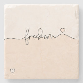 Freedom Minimalistische Typografie-Design Steinuntersetzer