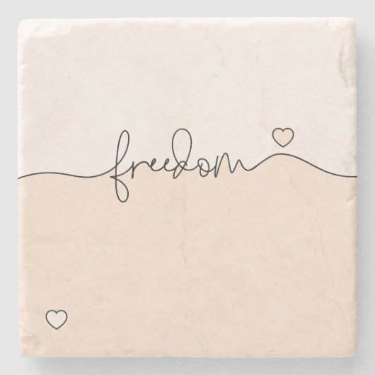 Freedom Minimalistische Typografie-Design Steinuntersetzer (Vorderseite)