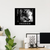 Freedom Motivierend Gray Wolf & Moon Poster Print (Heimbüro)
