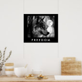 Freedom Motivierend Gray Wolf & Moon Poster Print (Küche)