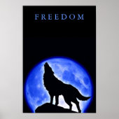 Freedom Motivierend Wolf Howling Vertikales Poster (Vorne)