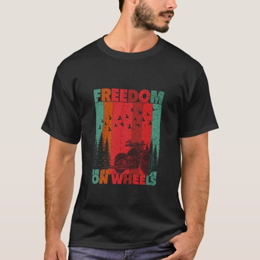 Freedom on Wheels Vintage Motorcycle T-Shirt (Vorderseite)
