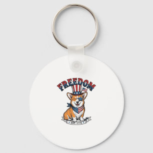 Freedom Patriotic Corgi Vintage Gravur T-Shirt_ Schlüsselanhänger