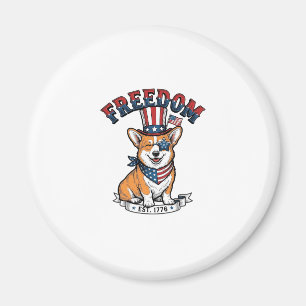 Freedom Patriotischer Corgi Vintage Gravur T-Shirt Magnet