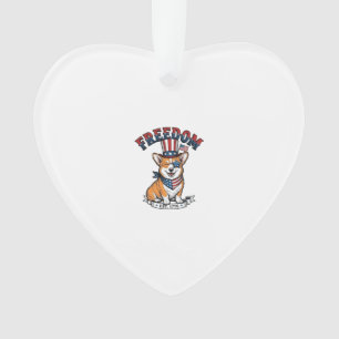 Freedom Patriotischer Corgi Vintage Gravur T-Shirt Ornament