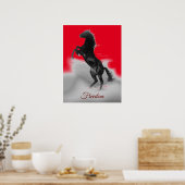 Freedom Red Black Gray Reitpferde Pop Art Poster (Küche)