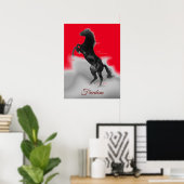 Freedom Red Black Gray Reitpferde Pop Art Poster (Heimbüro)