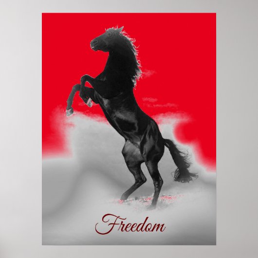 Freedom Red Black Gray Reitpferde Pop Art Poster (Vorne)