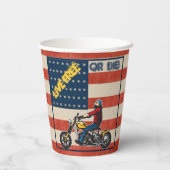Freedom Rider Biker on USA Flag Paper Pappbecher (Rückseite)