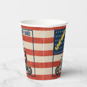 Freedom Rider Biker on USA Flag Paper Pappbecher (Rechts)