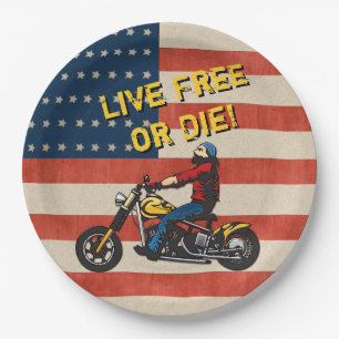 Freedom Rider - USA Flag, Biker und Custom Capture Pappteller