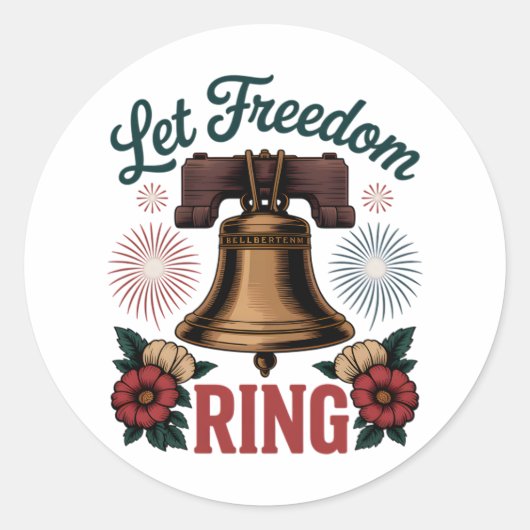 Freedom Ring Bell Patriotic gelassen Runder Aufkleber (Vorderseite)