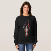 Freedom Rocks Leopard Red Blue Skeleton Rock Sweatshirt (Vorne ganz)