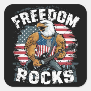 Freedom Rocks Patriotic USA T - Shirt Quadratischer Aufkleber