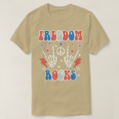 Freedom Rocks Skeleton Retro 4. Juli Amerika P T-Shirt (Design vorne)