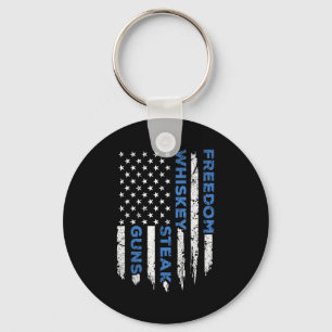 Freedom Steak & Waffen amerikanische Flagge patrio Schlüsselanhänger