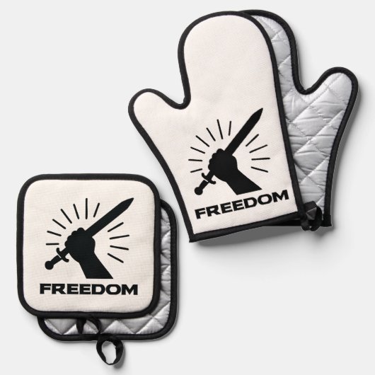 freedom sword graphic ofenhandschuh & Topflappen-Set (Vorderseite/Rückseite)
