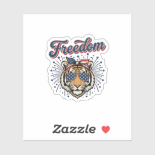 Freedom Tiger Patriotisches Vintage Gravur Shirt_1 Aufkleber