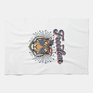Freedom Tiger Patriotisches Vintage Gravur Shirt_1 Geschirrtuch