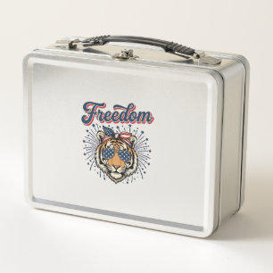 Freedom Tiger Patriotisches Vintage Gravur Shirt_1 Metall Brotdose