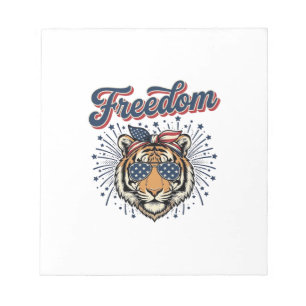 Freedom Tiger Patriotisches Vintage Gravur Shirt_1 Notizblock