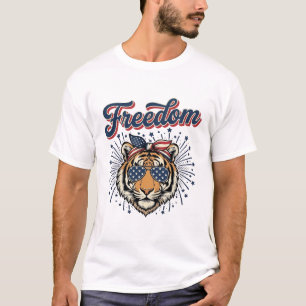 Freedom Tiger Patriotisches Vintage Gravur Shirt_1 T-Shirt