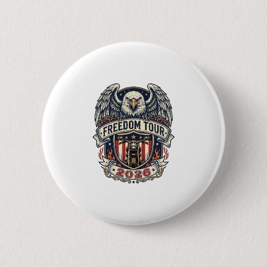 Freedom Tour 2026 Vintage Eagle Motorrad Button (Vorderseite)