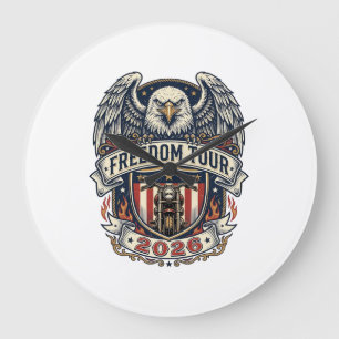 Freedom Tour 2026 Vintage Eagle Motorrad Große Wanduhr
