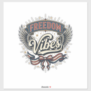 Freedom Vibes Vintage Patriotisches T-Shirt Design Aufkleber