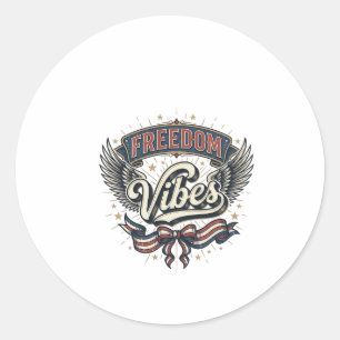 Freedom Vibes Vintage Patriotisches T-Shirt Design Runder Aufkleber