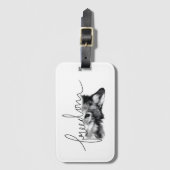 Freedom Wolf Minimal Line Art - Gepäckanhänger (Vorderseite Vertikal)