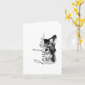 Freedom Wolf Minimal Line Art - Karte (Gelbe Blume)