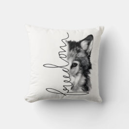 Freedom Wolf Minimal Line Art - Kissen