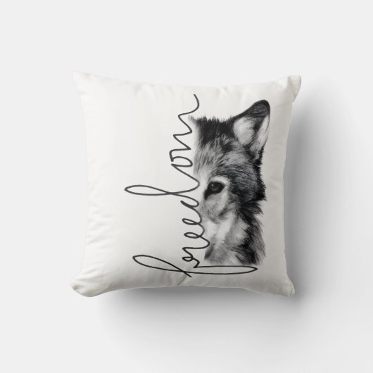 Freedom Wolf Minimal Line Art - Kissen (Vorderseite)