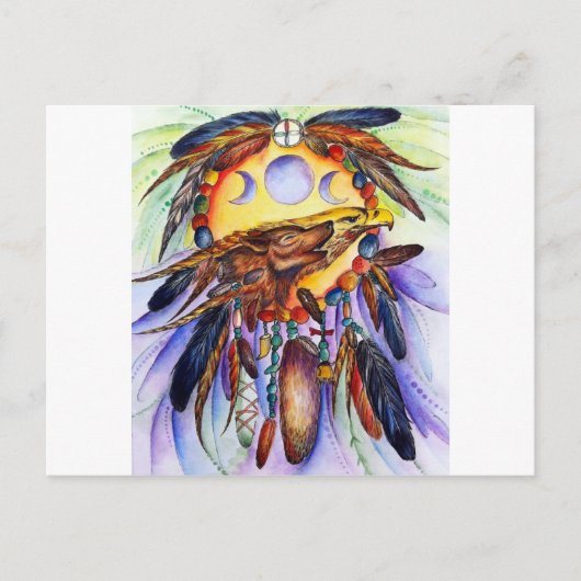 Freedom Wolf und Eagle Spirits vereint Postkarte (Vorderseite)