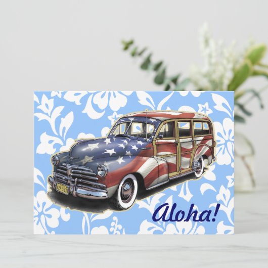 Freedom Woody Hawaiian Party Einladungen (Stehend Vorderseite)