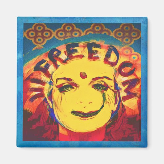 Freedom Yellow Smiley Magnet (Vorne)