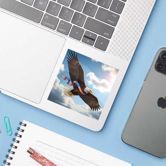 Freedom's Ascent - Square Vinyl  Aufkleber (Laptop mit iPhone)
