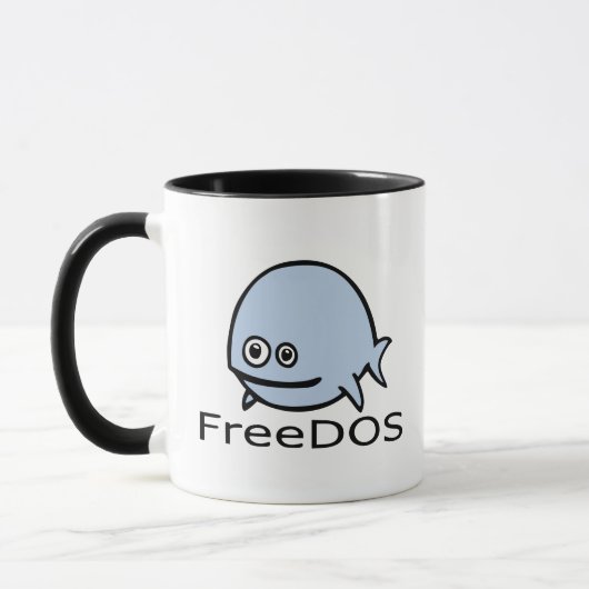 FreeDos Fische - Blau mit Namen Tasse (Links)