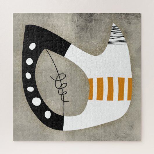 Freeform - Orange Black and White Jigsaw Puzzle (Vertikal)