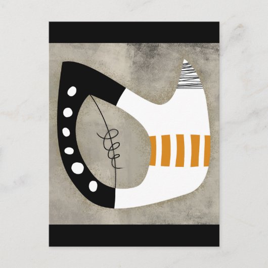Freeform - Orange Schwarz und Weiß Postkarte (Vorderseite)