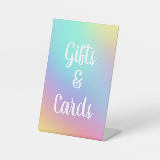 Freeform Pastel Rainbow Gradient Gift Table Sign Sockelschild (Vorderseite)